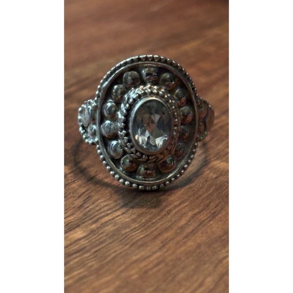 Sterling Silver Blue Topaz Ring 925 Gemstone Size 7.75